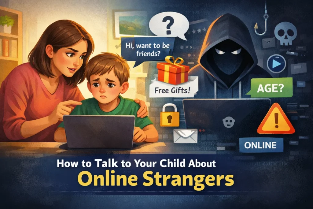 talk to child about online strangers
